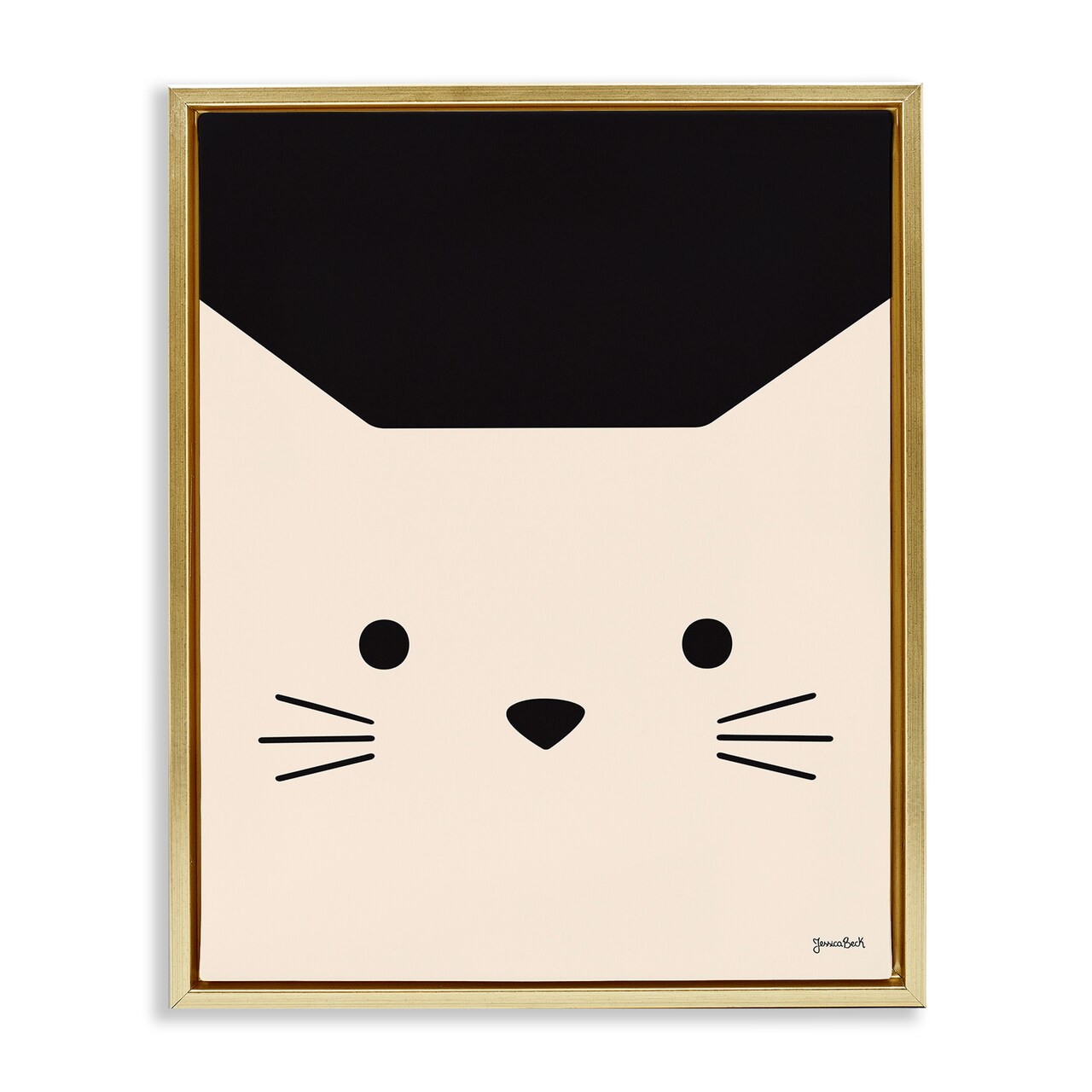 Stupell Industries White Cat Close Up Framed Floater Canvas Wall Art Design by Jessica Beck